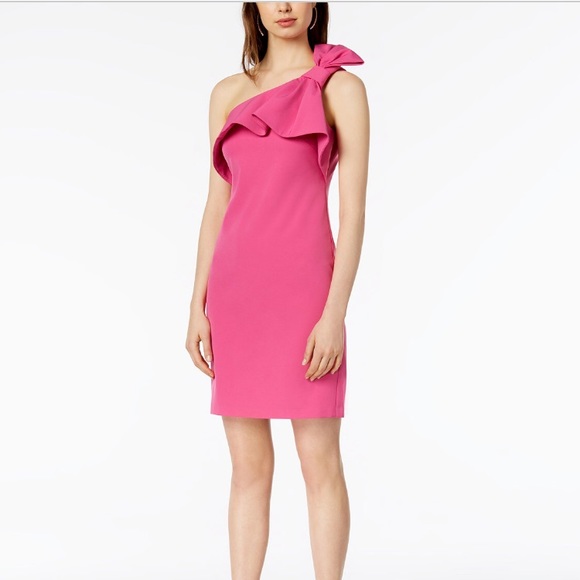 vince camuto one shoulder sheath dress